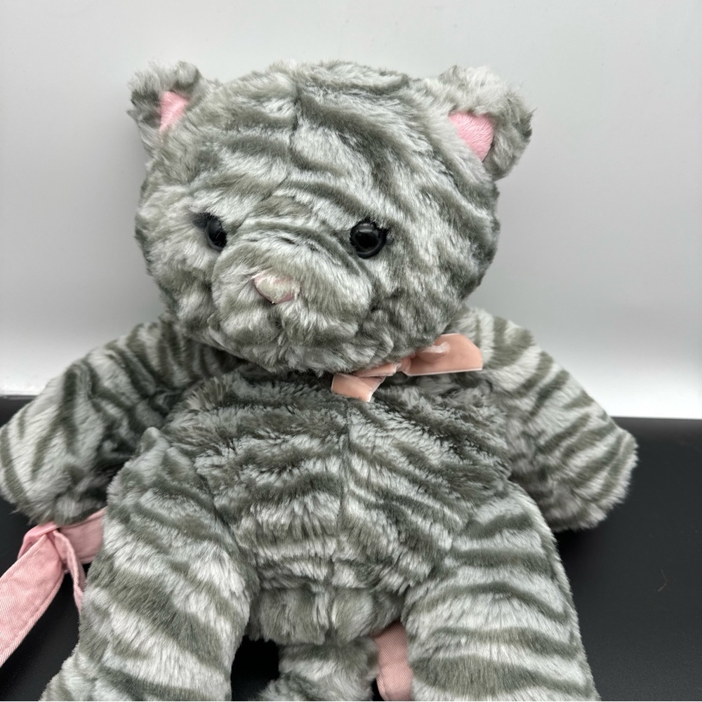 Plush Kitty Cat Backpack Gymboree Gray Stripe Soft Tiger Pink Bow